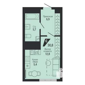 1-к квартира, вторичка, 31м2, 11/31 этаж