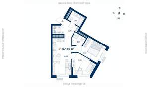 2-к квартира, вторичка, 58м2, 19/31 этаж