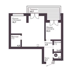 1-к квартира, вторичка, 58м2, 2/30 этаж