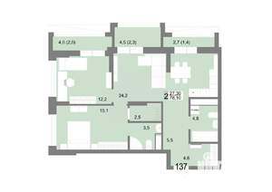 2-к квартира, вторичка, 78м2, 22/25 этаж