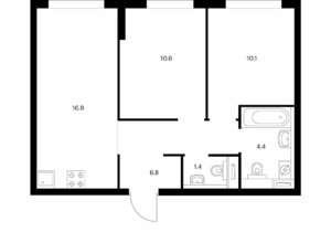 2-к квартира, вторичка, 50м2, 1/25 этаж