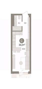 Студия квартира, вторичка, 33м2, 10/25 этаж