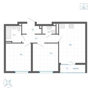 2-к квартира, вторичка, 59м2, 14/32 этаж