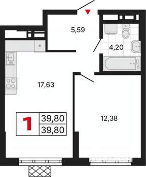 1-к квартира, вторичка, 40м2, 6/30 этаж