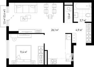 1-к квартира, вторичка, 48м2, 10/24 этаж