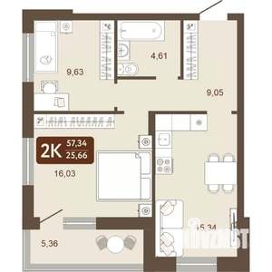 2-к квартира, вторичка, 57м2, 12/24 этаж