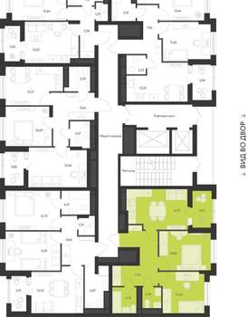 2-к квартира, строящийся дом, 57м2, 16/22 этаж