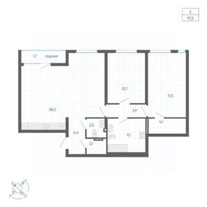 2-к квартира, вторичка, 97м2, 10/10 этаж