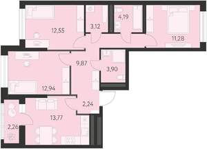 3-к квартира, вторичка, 75м2, 9/16 этаж