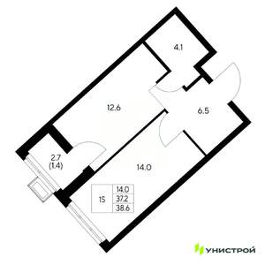 1-к квартира, вторичка, 39м2, 5/31 этаж