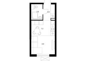 Студия квартира, вторичка, 24м2, 22/29 этаж