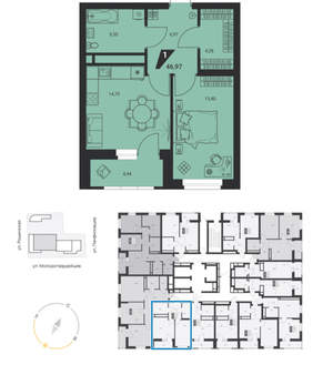 1-к квартира, вторичка, 47м2, 10/24 этаж