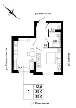 1-к квартира, вторичка, 39м2, 6/24 этаж