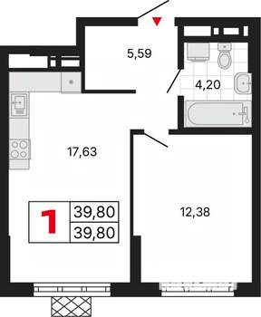 1-к квартира, вторичка, 40м2, 4/30 этаж