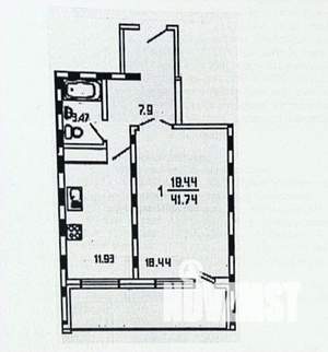 1-к квартира, вторичка, 42м2, 1/10 этаж