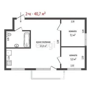 2-к квартира, вторичка, 41м2, 5/5 этаж
