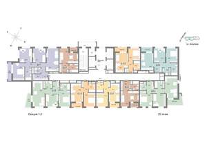 2-к квартира, строящийся дом, 65м2, 23/25 этаж