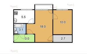 2-к квартира, вторичка, 45м2, 5/5 этаж