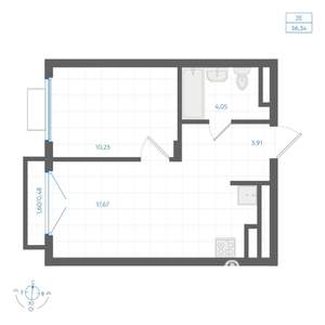 1-к квартира, вторичка, 36м2, 2/4 этаж