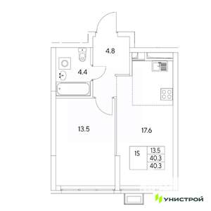 1-к квартира, вторичка, 40м2, 3/31 этаж