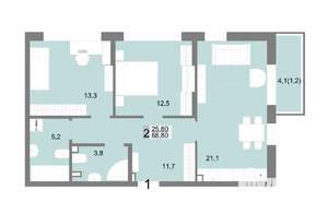 2-к квартира, строящийся дом, 69м2, 2/25 этаж
