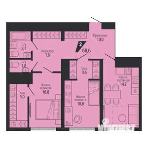 2-к квартира, вторичка, 69м2, 10/31 этаж