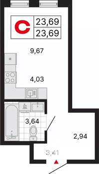 Студия квартира, вторичка, 24м2, 15/25 этаж