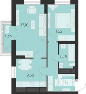 2-к квартира, вторичка, 53м2, 31/31 этаж