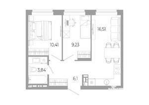 2-к квартира, вторичка, 46м2, 3/12 этаж