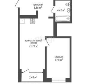 1-к квартира, вторичка, 50м2, 6/27 этаж