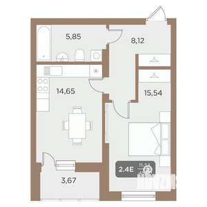 2-к квартира, вторичка, 46м2, 20/24 этаж