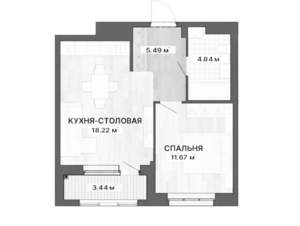 1-к квартира, вторичка, 44м2, 7/15 этаж