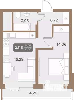 2-к квартира, вторичка, 42м2, 2/24 этаж