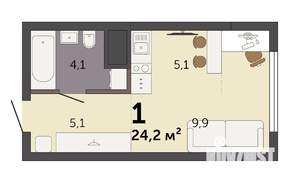 Студия квартира, строящийся дом, 29м2, 4/32 этаж