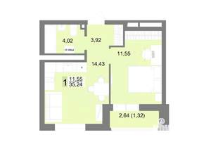 1-к квартира, вторичка, 35м2, 20/22 этаж