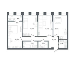 3-к квартира, вторичка, 88м2, 16/25 этаж