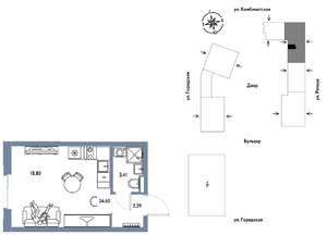 Студия квартира, строящийся дом, 25м2, 11/24 этаж