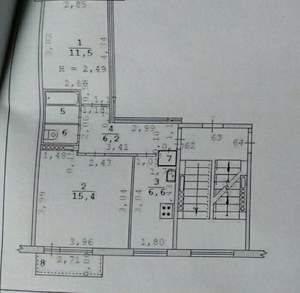 2-к квартира, вторичка, 43м2, 3/5 этаж