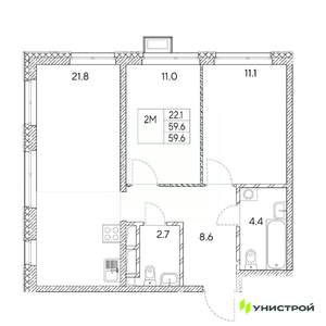 2-к квартира, вторичка, 60м2, 5/31 этаж