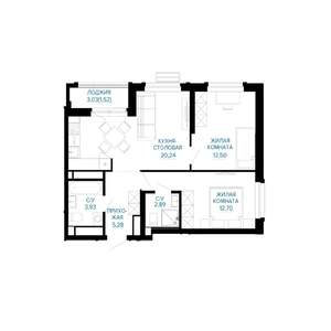 2-к квартира, строящийся дом, 59м2, 28/30 этаж