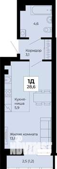 Студия квартира, строящийся дом, 29м2, 2/25 этаж