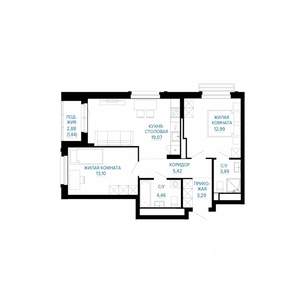 2-к квартира, строящийся дом, 63м2, 4/30 этаж