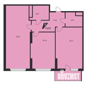 3-к квартира, вторичка, 75м2, 24/25 этаж