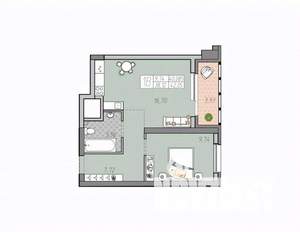 1-к квартира, строящийся дом, 42м2, 30/33 этаж