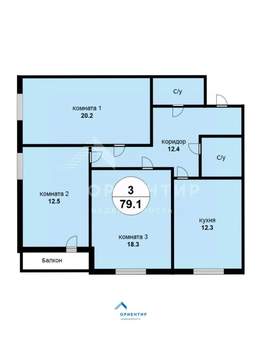 3-к квартира, вторичка, 79м2, 8/15 этаж