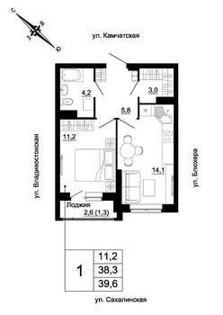1-к квартира, строящийся дом, 40м2, 5/24 этаж