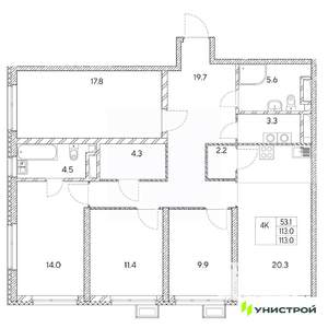 4-к квартира, вторичка, 113м2, 3/31 этаж