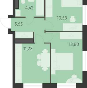2-к квартира, вторичка, 46м2, 15/25 этаж