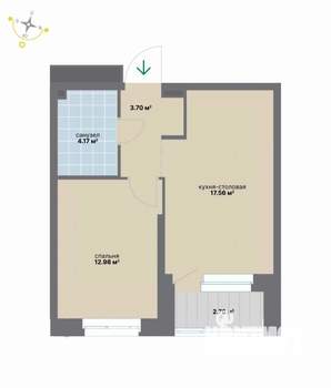 1-к квартира, вторичка, 41м2, 15/17 этаж