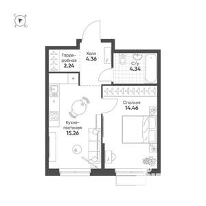 1-к квартира, вторичка, 41м2, 5/25 этаж